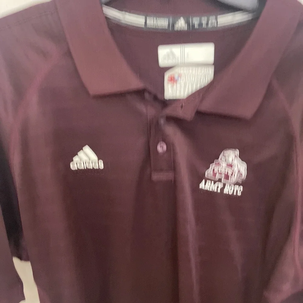 Adidas Shirt Men's XL Maroon Mississippi State Short Sleeve Polo - Picture 2 of 5